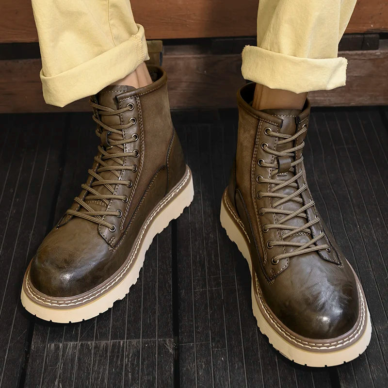 British Style Men's Interview Formal Boots High-end Business Short Boots Men's Winter Ankle Boots Trend High Top Shoes - Sun Studio