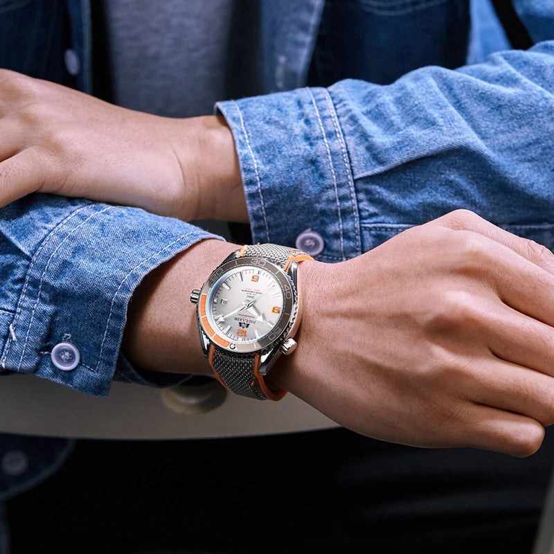 Luxury Automatic Mens Watch High Quality Mechanical Self Wind Movement Rubber Strap Waterproof Luminous Calendar Mens Watches - Sun Studio