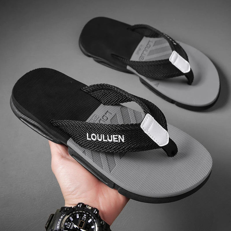 [Color blocked flip flops] Comfortable color blocked flip flops - Men's non slip casual rubber bottom EVA flip flops, suitable f - Sun Studio