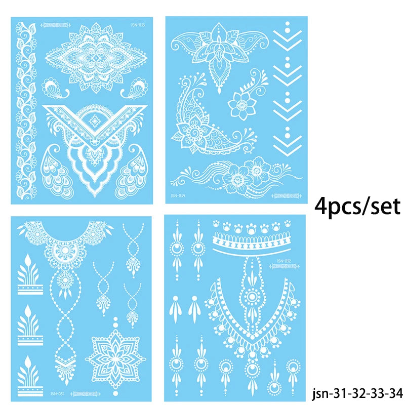 Blue Luminous-Love Heart Leg Tattoo Sticker, Celestial Star Neck Flase Tattoo, Winter Snowflake Polar Star Butterfly Bow Flower - Sun Studio