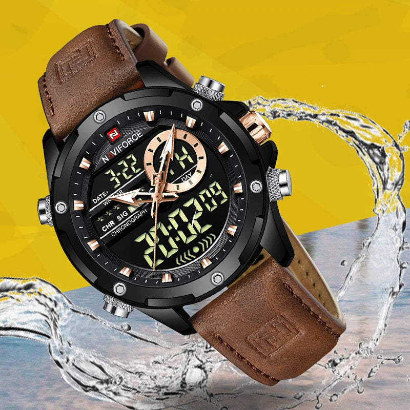 NAVIFORCE Digital Men Military Watch Waterproof Wristwatch LED Quartz Clock Sport Watch Male Big Watches Men Relogios Masculino - Sun Studio