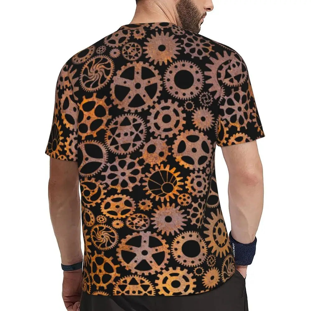 Gym T Shirt For Men Steampunk Design T-Shirts Fashion Wonderful Clockwork Vintage Summer Tees O Neck Streetwear Design Tops - Sun Studio