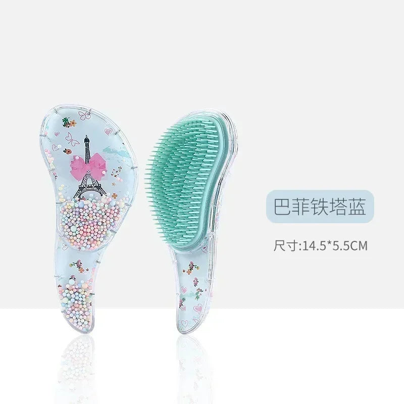 Cute Children Hairdressing Comb for Kids Anti-knot Massage Flowing Bead Hair Comb Children Girls Dress Up Makeups Toy Gifts - Sun Studio