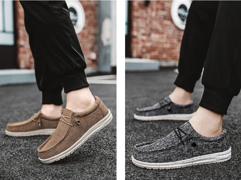 Men Casual Canvas Shoes Mens Loafers Breathable Slip on Flats Male Vulcanized Shoes Driving Shoes Plus Size 47 Walking Sneakers - Sun Studio