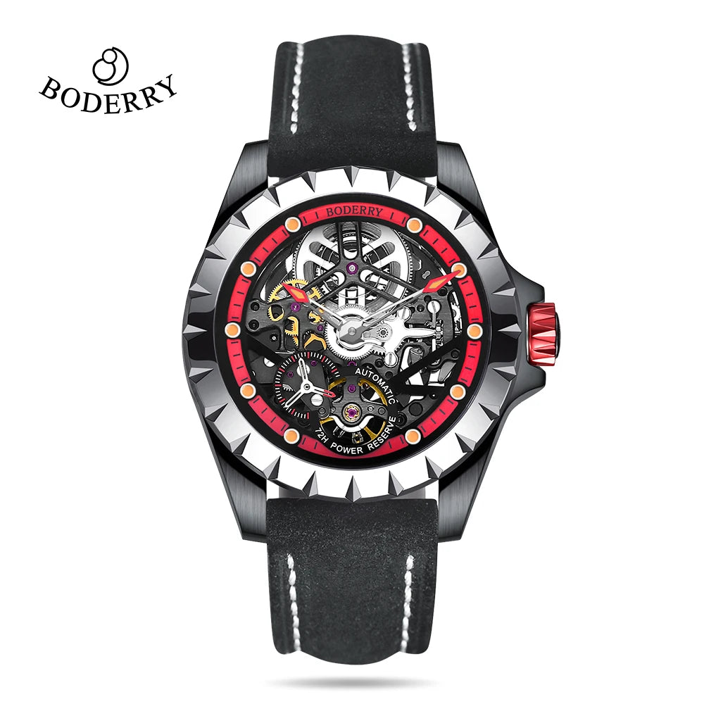 Boderry Windmill Men's Skeleton Stylish Watches Automatic Mechanical Fashion Sports Watch for Men Waterproof Wristwatches - Sun Studio