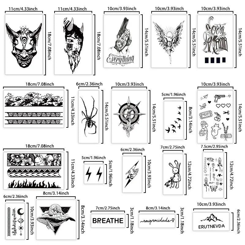 1Set of 20Pcs Waterproof Temporary Tattoo Stickers, Long-lasting Waterproof for One to Two Weeks, Suitable For Arm, Chest, Leg - Sun Studio