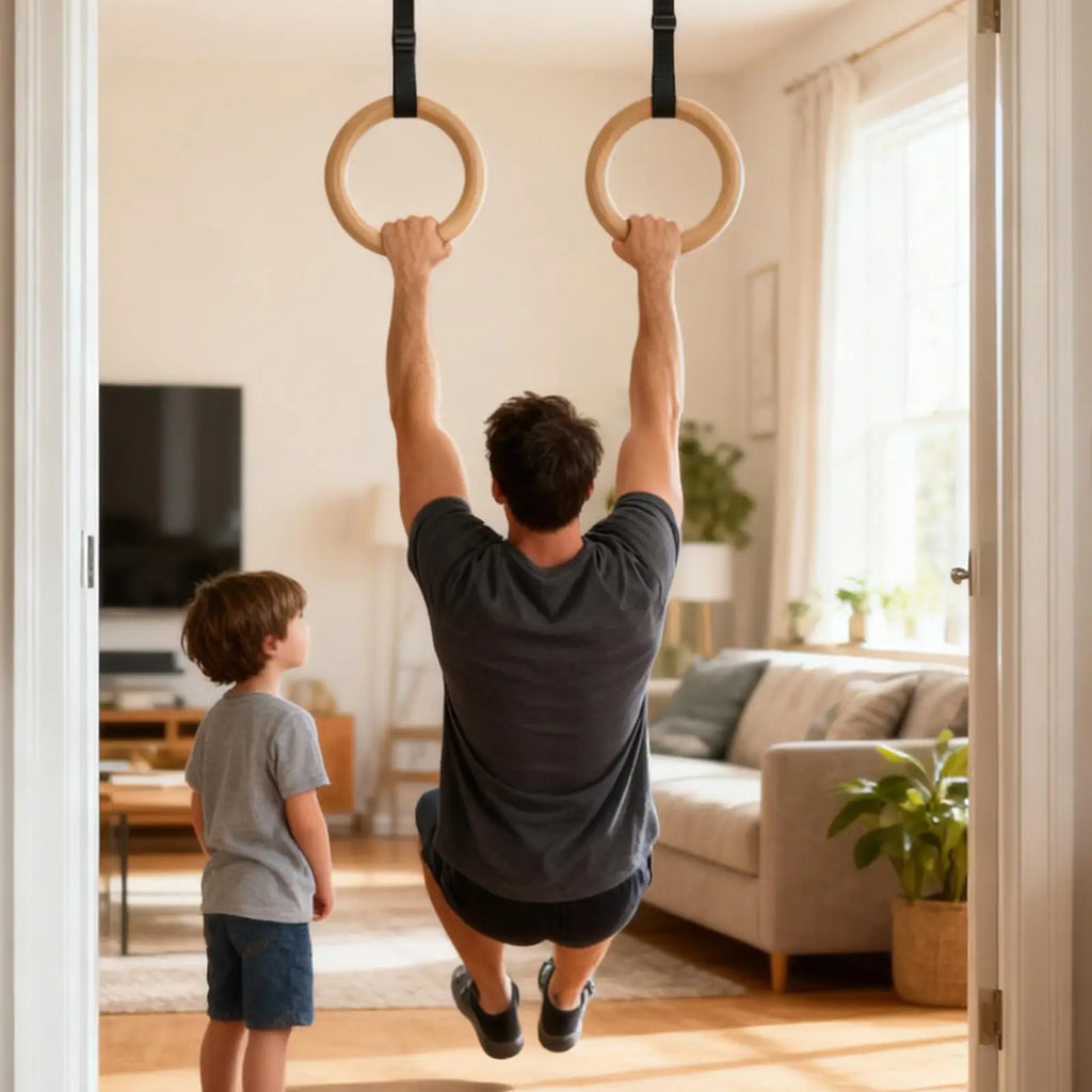 Rings Gymnastics 2 Pieces Calisthenics Grips Equipment Fitness Training Rings For Home Gym Fitness Exercise Playground Indoor - Sun Studio