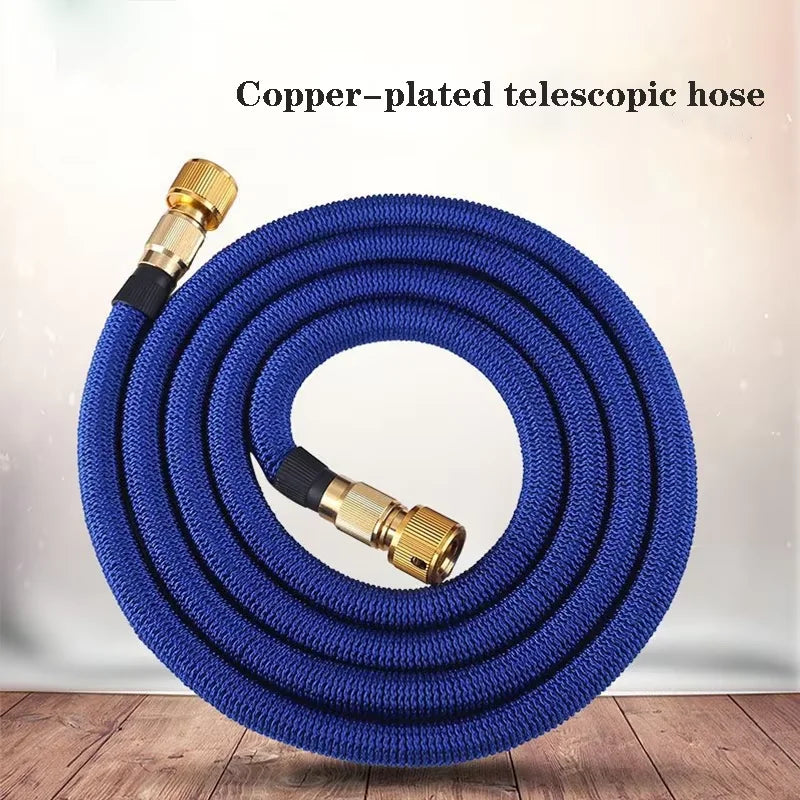 3X Telescopic TPE Water Hose Copper Plated Garden Hose for Car Wash Magic Telescopic Flexible Pipe Home Outdoor Watering - Sun Studio
