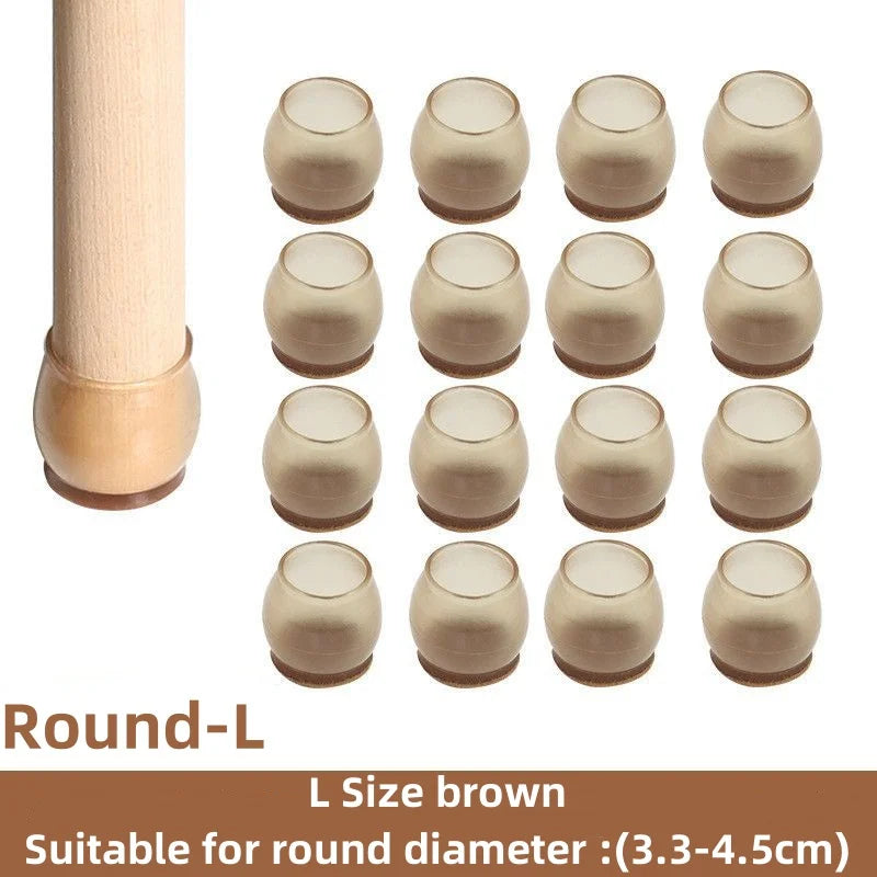 16 patins en silicone antidérapants pour pieds de meubles, pieds de chaise, nivellement de sol en bois dur, tapis de protection contre les rayures, décoration intérieure