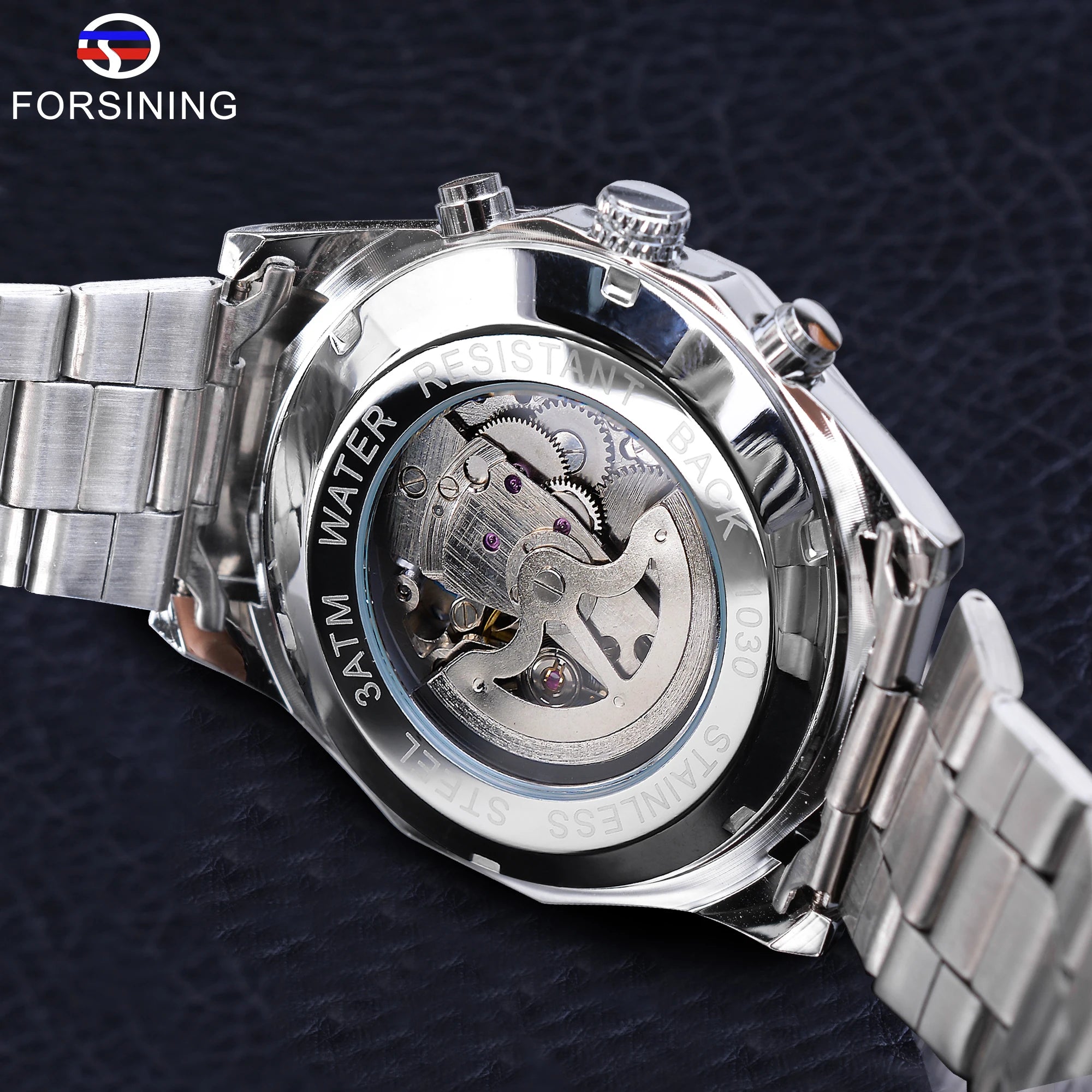 Forsining 2021 Stainless Steel Waterproof Mens Skeleton Watches Top Brand Luxury Transparent Mechanical Sport Male Wrist Watches - Sun Studio