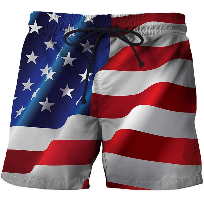 Men's Swimwear Shorts American Flag 3d Surfing Board Short Kids Beach Shorts Men Trunk USA Flag Swimsuit Sports Pants Briefs Boy - Sun Studio