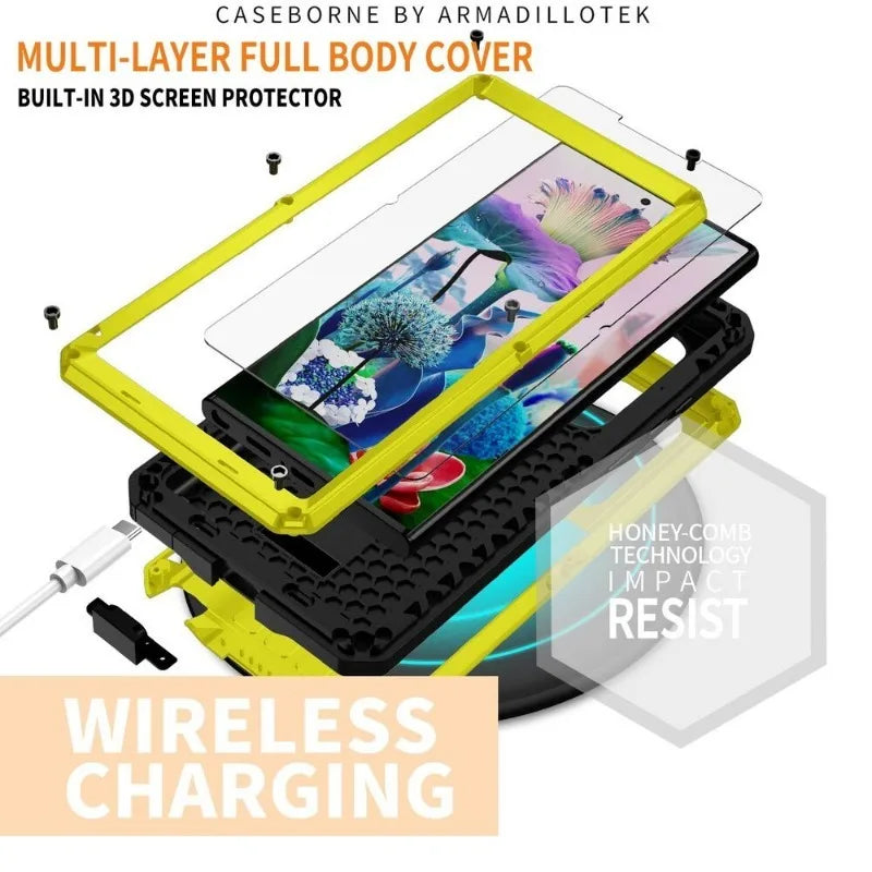 For Samsung S24 Ultra S25 Edge S23 S22 Plus Rugged Armor Aluminum Metal Phone Case Shockproof Cover Screw Bumper Screen Protect - Sun Studio