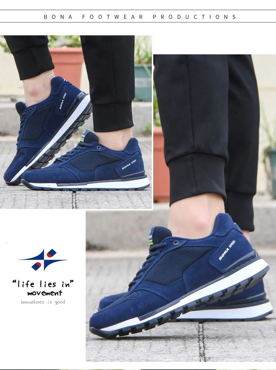 BONA 2022 New Designers Suede Casual Shoes Men Sneakers Outdoor Walking Shoes Man Comfortable Shoes Walking Footwear Mansculino - Sun Studio