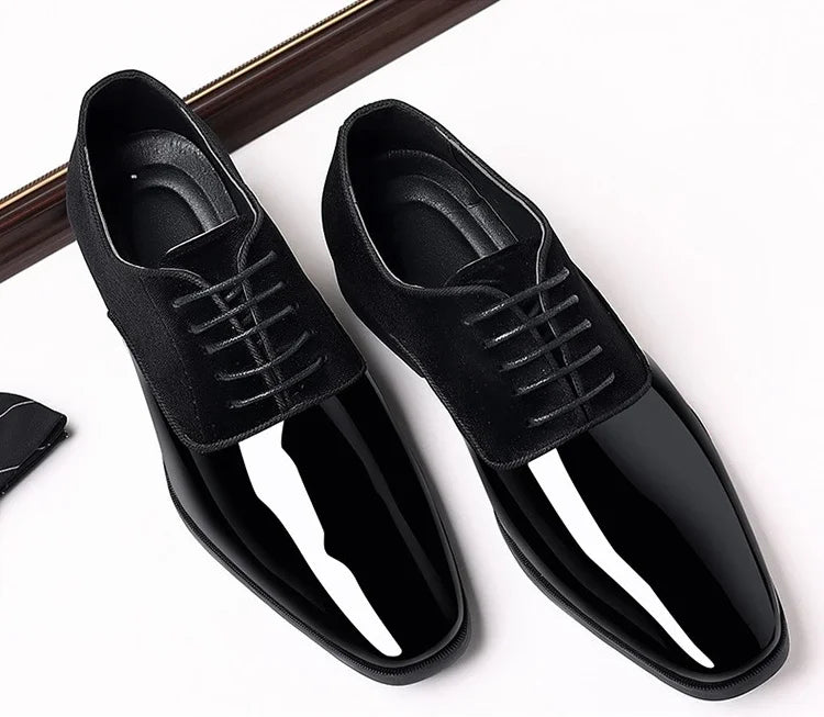 New Oxford Men's Pointed Toe Dress  Luxury Lacquer Wedding Shoes Classic Derby Shoes 2023 Leather Shoes Size 38-50 - Sun Studio