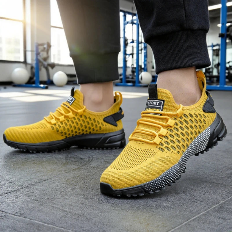 Men's Running Shoes Knitted Mesh Breathable Fashionable Casual Sneakers High-quality Anti Slip Fitness Tenis Masculino Sneakers - Sun Studio