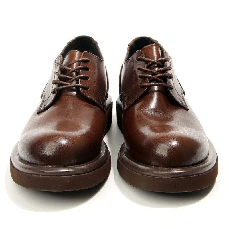 high-quality Men's casual Leather shoes Handmade retro Platform shoes Men Cow Leather Footwear wear resistant comfort Male shoes - Sun Studio