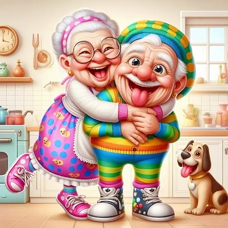 Fairy Dust AB Cartoon Grandpa and Grandma 5D DIY Diamond Painting Cross Stitch Art Mosaic Full Embroidery Home Decor Kids Gift