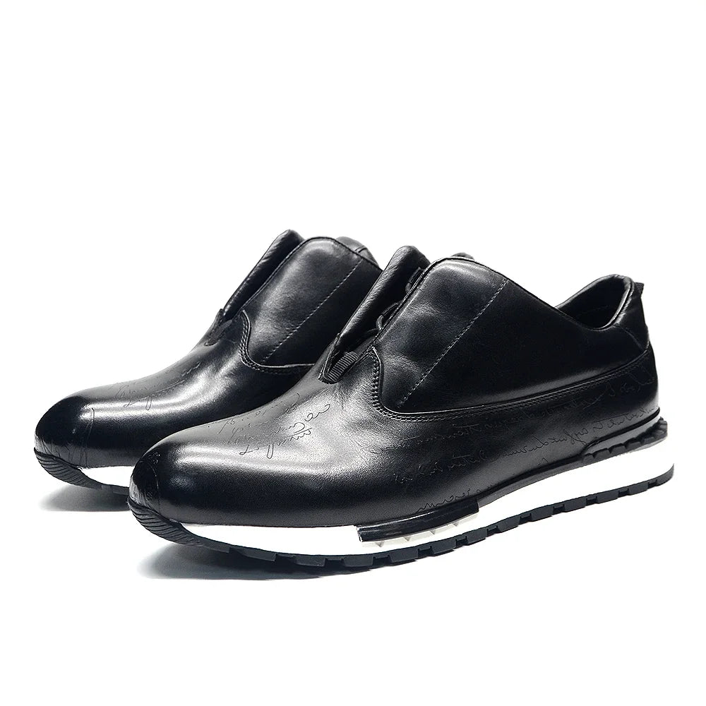 Luxury Brand Style Casual Sneakers Men's Shoes Genuine Leather Lace-up Basic Outdoor Footwear Daily Male Fashion Oxford Shoes - Sun Studio