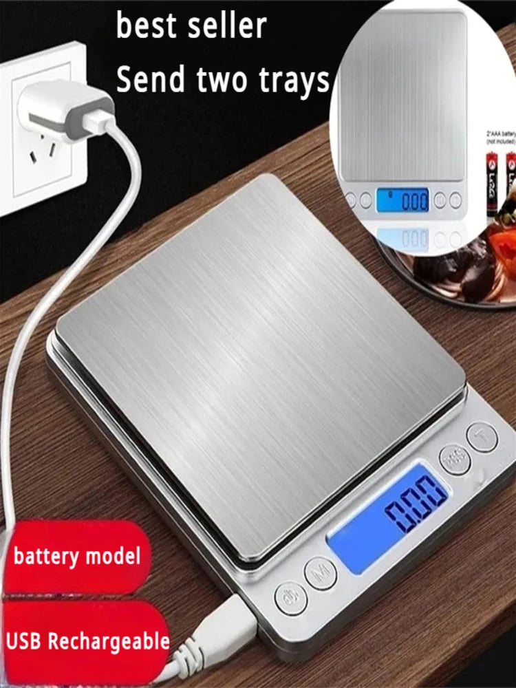 Digital Kitchen Scale Mini Pocket Stainless Steel Precision Jewelry Electronic Balance Weight Gold Gram 0.1/3000g Weigh Scales - Sun Studio