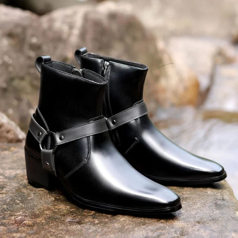 Men's Boots Fashion Designer Chelsea Boots Luxury High Quality Men Cowboy Boots Black Brown Zip Wedding Office Dress Shoes Male - Sun Studio