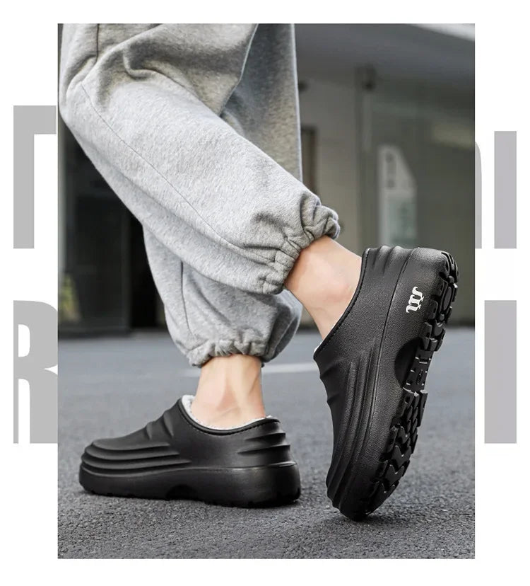 Waterproof Cotton Chef Shoes For Men Anti-Slip Work Footwear Warm Comfortable Kitchen Specialized Shoes With EVA Outsole - Sun Studio