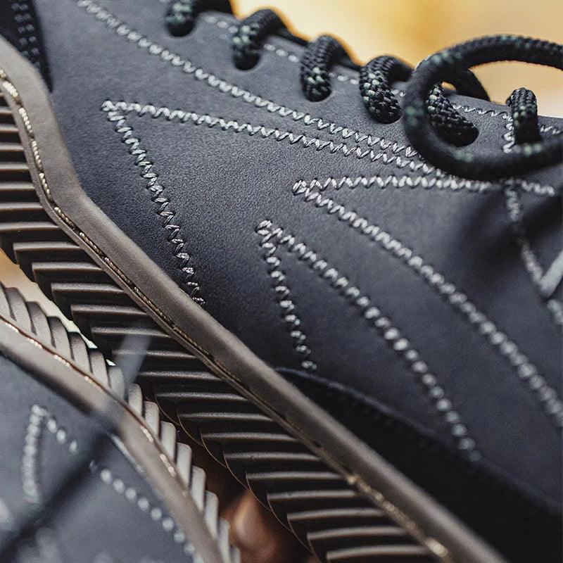 Maden Retro Black Patchwork German Trainers Shoes One-piece Knit Sock Sneakers Lace-Up Casual Men's Summer Sporty Board Shoes - Sun Studio