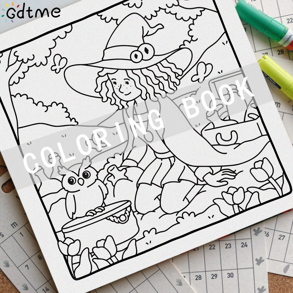 PUMPKIN GIRL Coloring Book for Adults Featuring 24Page Cute Cozy Daily Activities for Relaxation Kids DIY Painting Drawing Books - Sun Studio