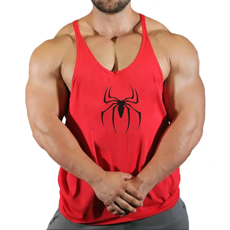 Spider Print Fitness Tank Top Fitness Shirt Muscle Men's Single Tank Top Men's Sleeveless Sweatshirt Men's Tops Fitness Clothing - Sun Studio