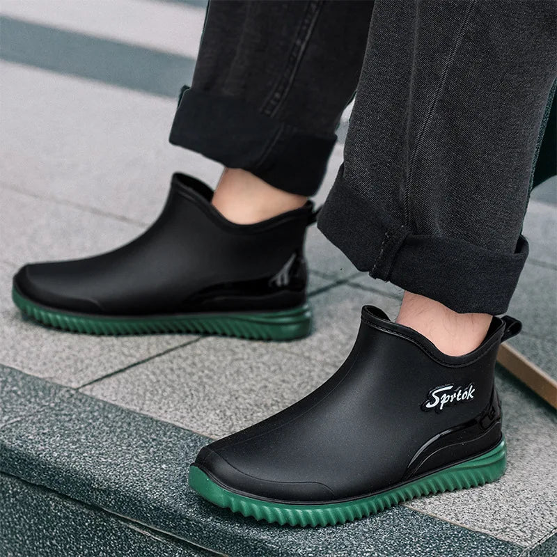 Couples Short Rain Shoes Fashion Light Waterproof Shoes Non-Slip Sports Korean Rain Boots - Sun Studio