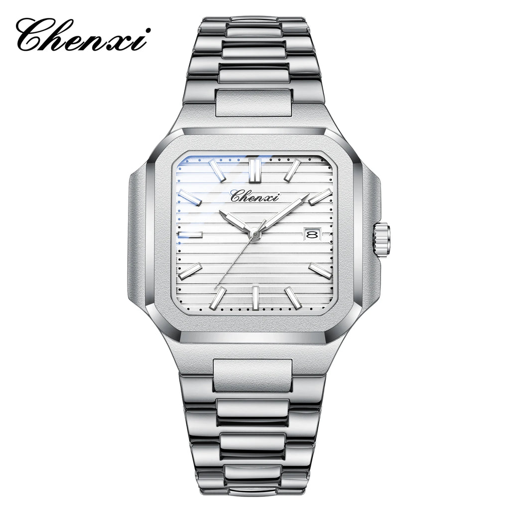 2025 New Man Watches Luxury Fashion Square Men's Quartz Watch Calendar Luminous Waterproof Stainless Steel High Quality Clock - Sun Studio