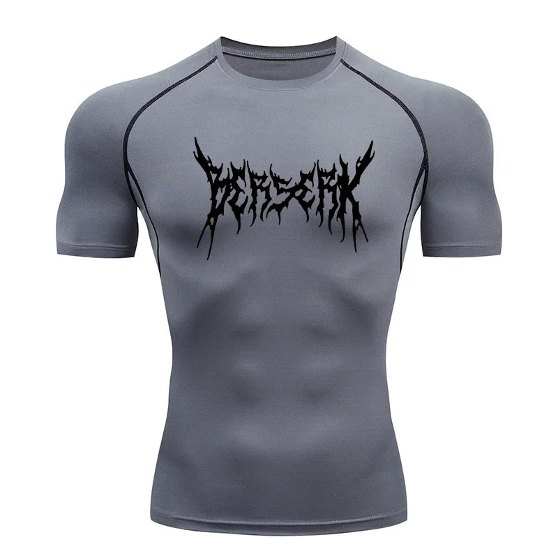 Fitness Workout Rash Guard für Männer athletische schnell trocknende Kompressionsshirts Berserk Druck T-Shirts Tops Unterhemden Baselayers