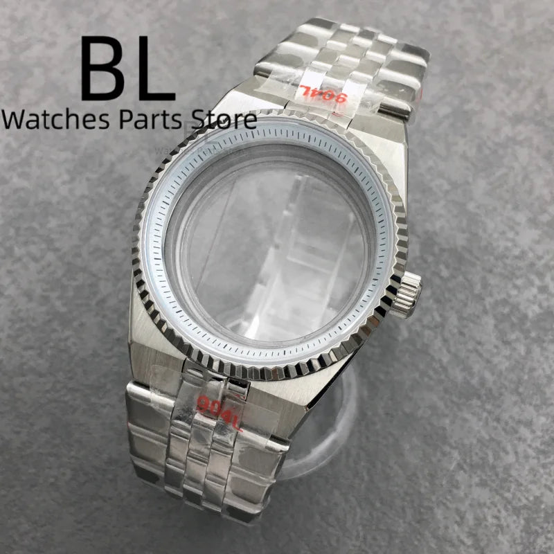 BLIGER 36mm40mm High Quality Silver BLand-DwelweMen's Watch Case For NH35 Movement Watch Parts Sapphire Glass 10BAR Watches Box - Sun Studio