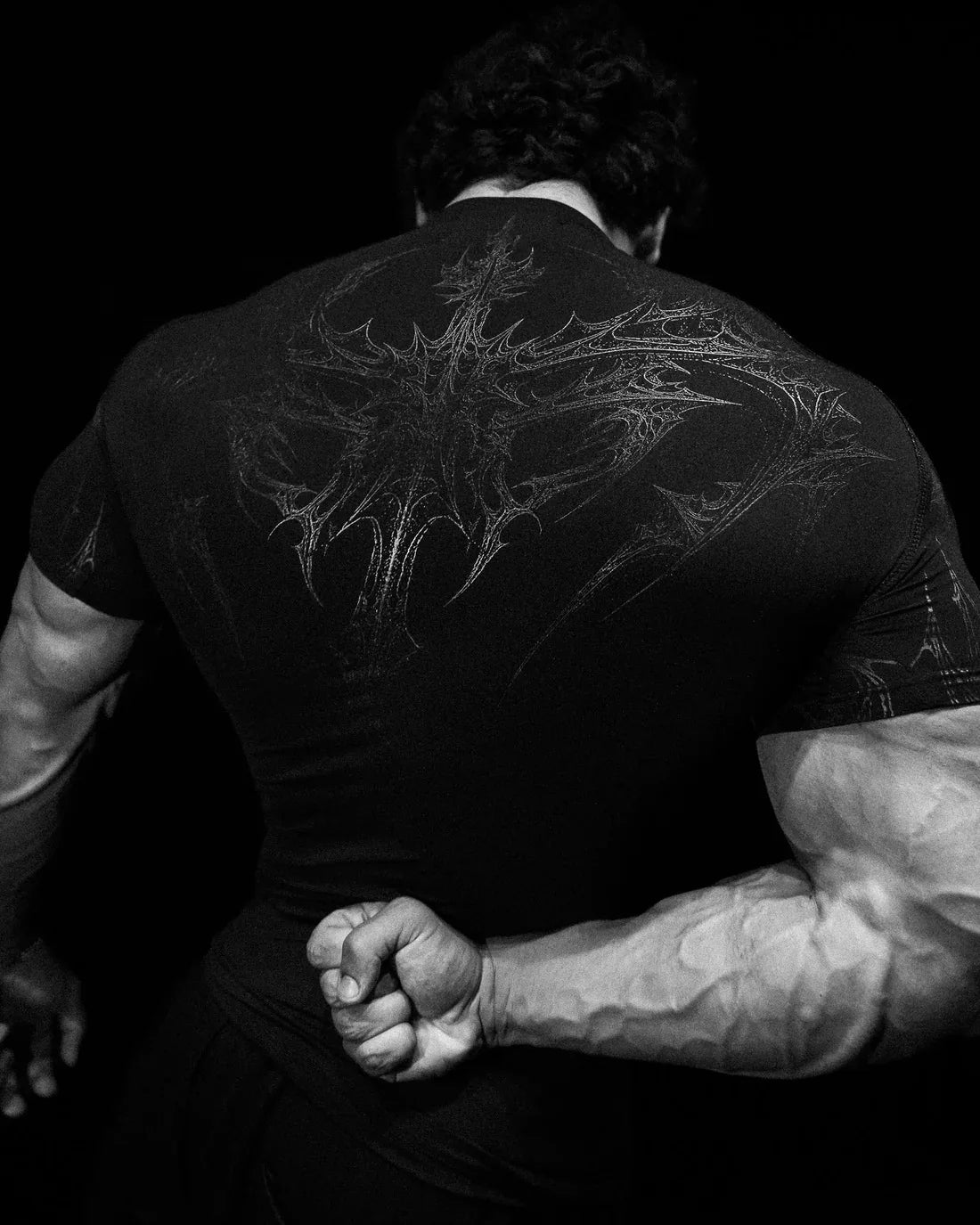 GYM T-shirt Men's Dark Gothic Print Muscle Tee  High Elasticity And Quick Drying Exercise For Bodybuilding Training 2026 Summer - Sun Studio