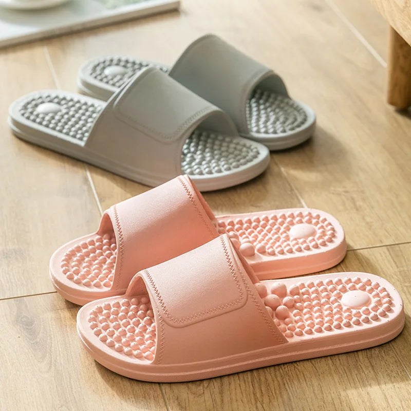 Women Men Foot Massage Slippers Indoor Bathroom Non-slip Soft Slides Comfort Flats Couples Home Relief Feet Health Care Shoes - Sun Studio