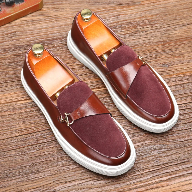Fashion Men's Casual Slip-on Leather Shoes Men Classic British Style Penny Loafers Mens Outdoor Board Shoe Driving Flats - Sun Studio