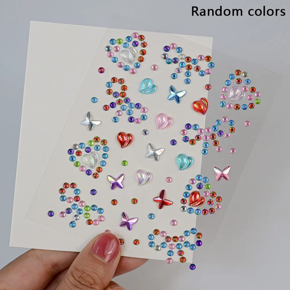 1Pcs Face Diamond Gem Sticker 5D Colorful Rhinestone Tattoo Stickers Fo Festival Nail Body Makeup Bling Jewelry DIY Face Sticker - Sun Studio