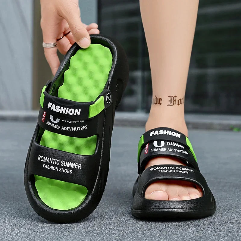 2025 Summer Men's Massage Slippers Outdoor Sandals Beach Comfortable Soft Slides Indoor Casual Shoes Men Sandals Big Size 47 48 - Sun Studio