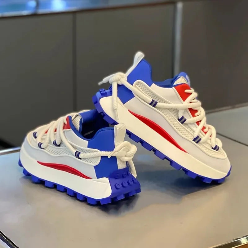 Chunky Sneaker Men Designer Running Shoes Fashion Casual Microfiber Leather Mesh Breathable Height Increased Flat Platform Shoes - Sun Studio