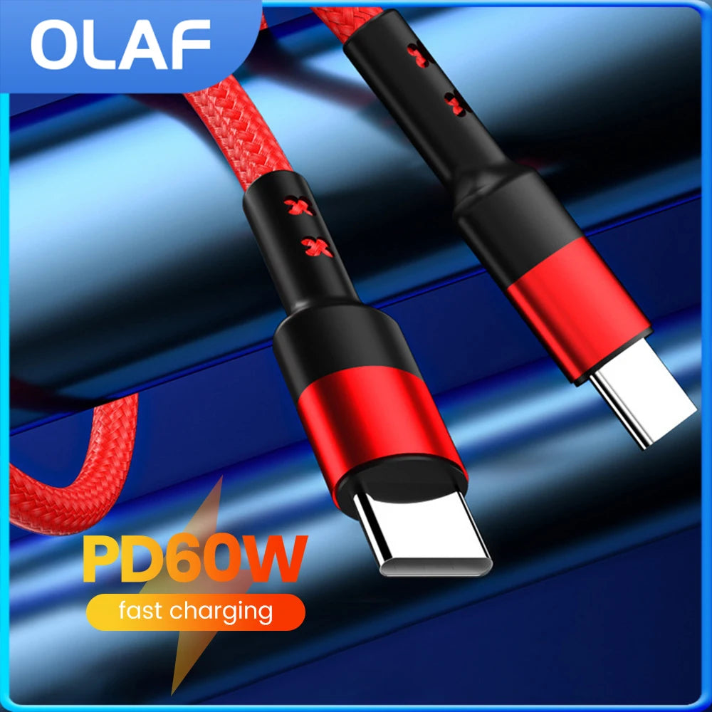 30cm Cable USB C to Type C PD60w Lightning PD27w Fast Charging Data Transfer Cable For iPhone 15 Xiaomi Huawei Samsung Cellphone - Sun Studio