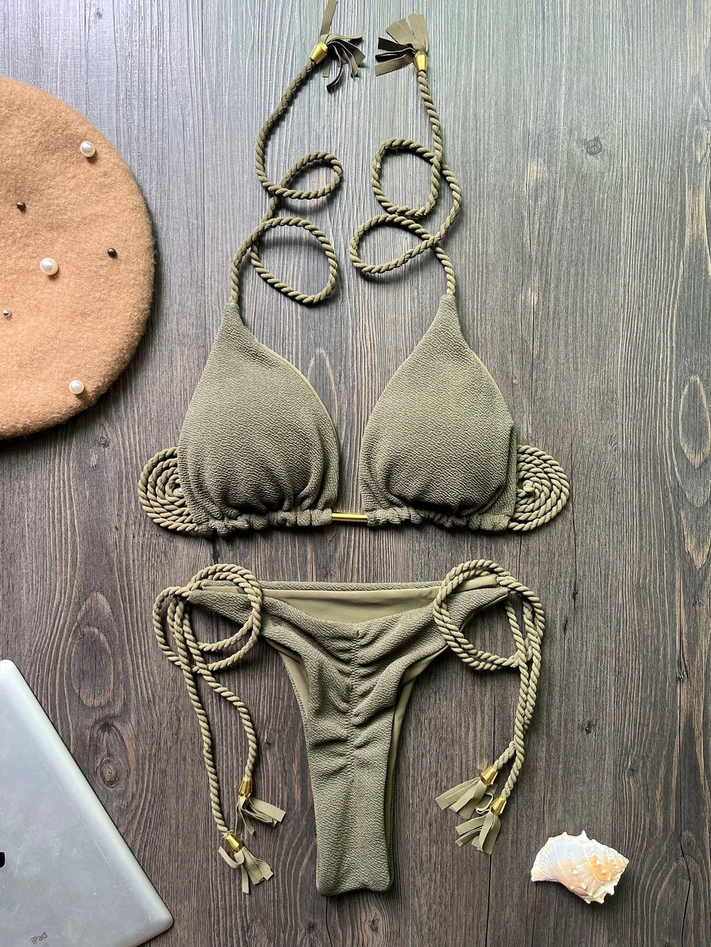 Sexy solid color women's bikini set summer swimsuit two-piece set beach Swimwear bikinis - Sun Studio