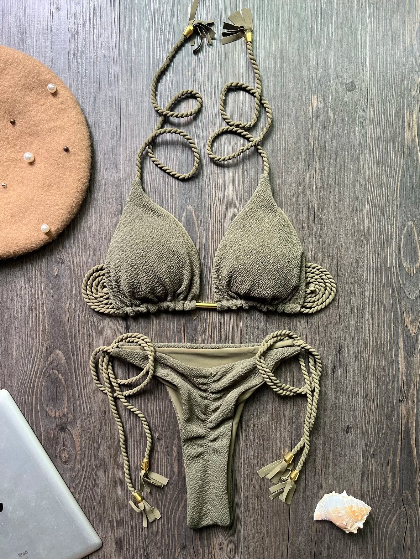Sexy solid color women's bikini set summer swimsuit two-piece set beach Swimwear bikinis - Sun Studio
