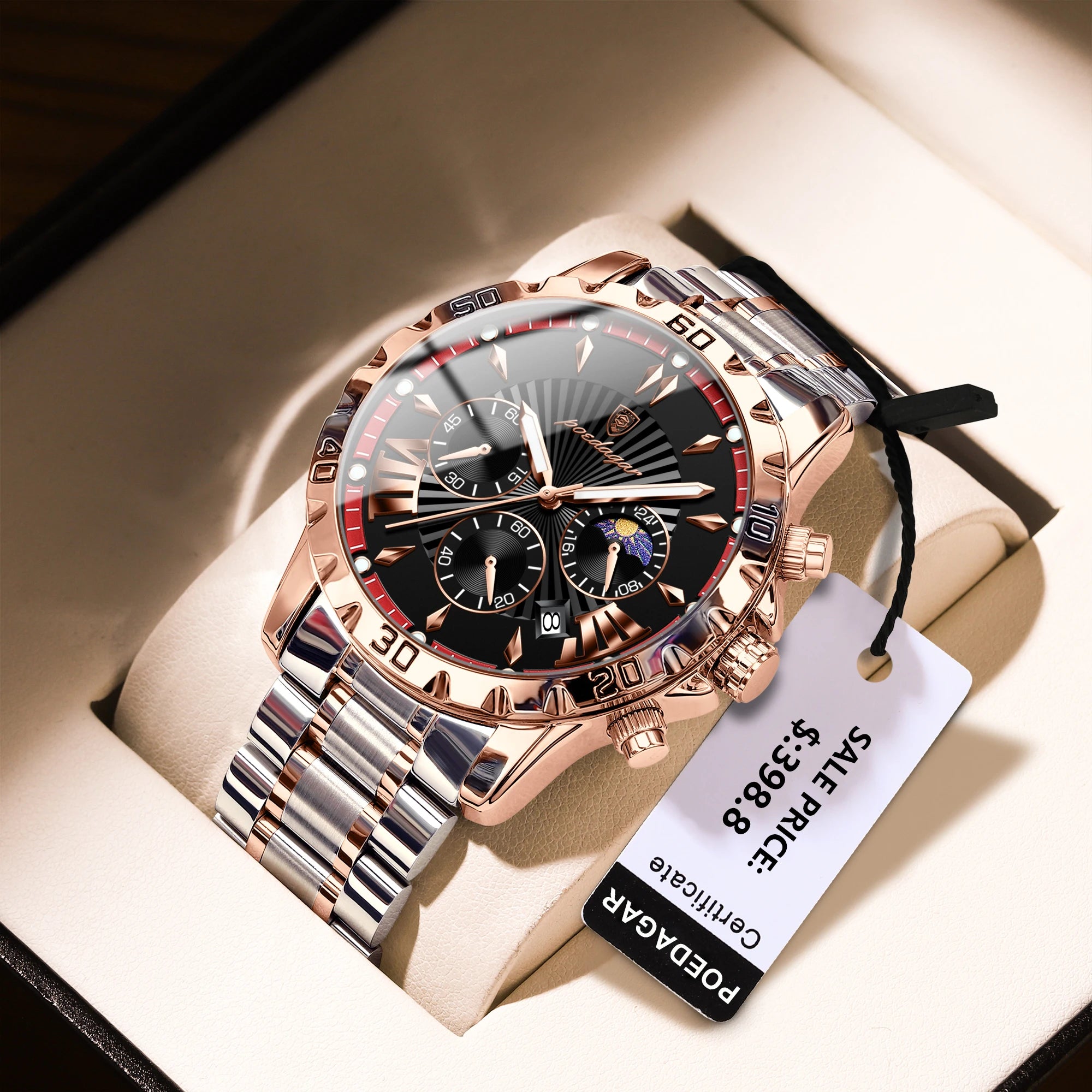 POEDAGAR Luxury Watch for Man Luminous Waterproof Chronograph Date Men Watch High Quality Stainless Steel Quartz Men's Watches - Sun Studio