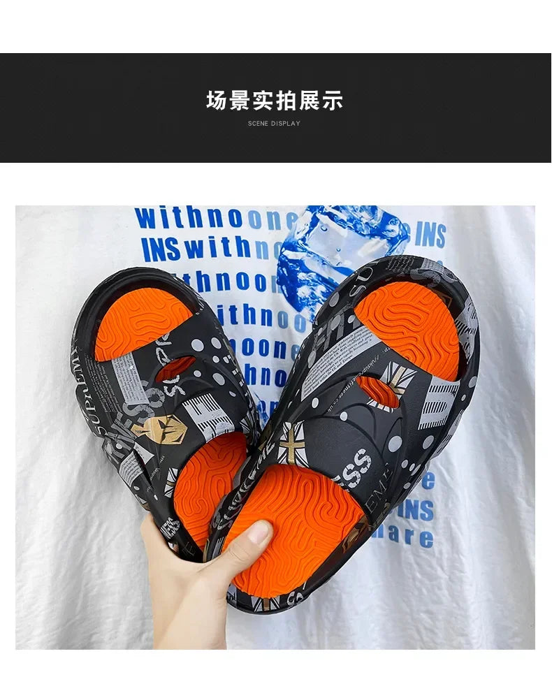 Original New Style Slippers Men's Sandals Summer Fashion Thick Bottom Anti-slip Slip-on Flip Flops Camouflage Beach Slides Shoes - Sun Studio