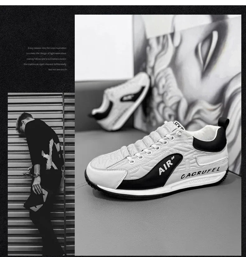 Men's Casual Thick Soled Sneakers Breathable Shoes New Autumn Men Slip on Antiskid Walking Flats Shoes Fashion Vulcanized Shoes - Sun Studio