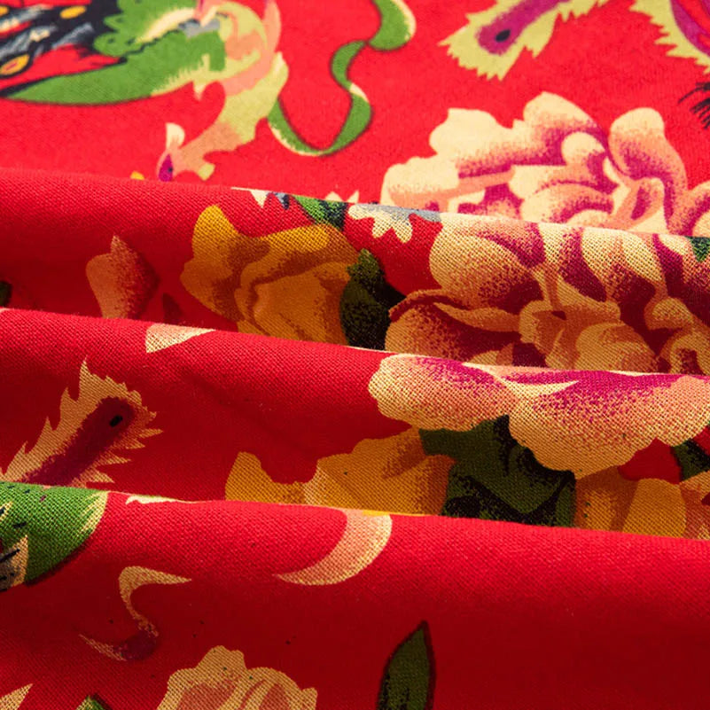 Bohemian Fabric Ethnic Vintage Retro Boho Printed Cotton Linen Home Decor Upholstery Textile