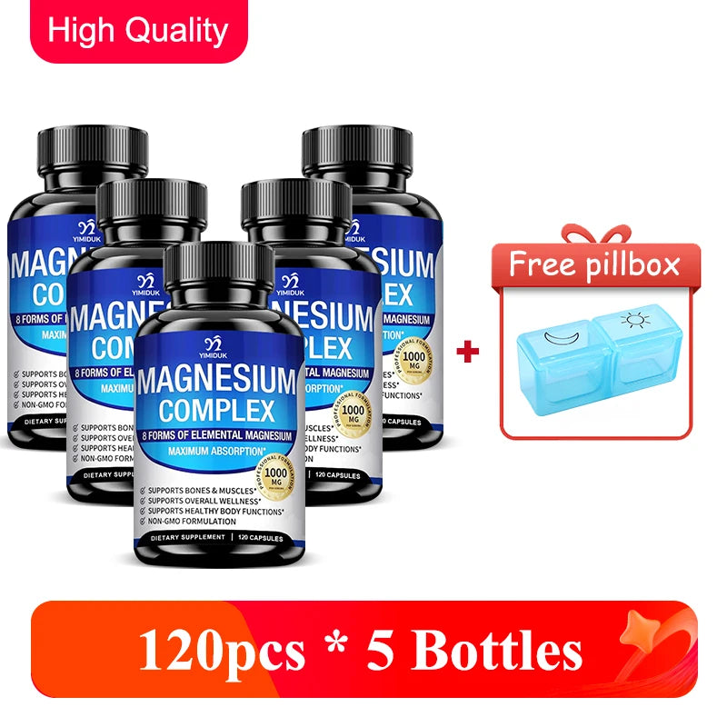 Magnesium Supplements, with Magnesium Glycinate, Magnesium Oxide, Support Stress Relief, Sleep, Heart Health, Nerves, Muscles - Sun Studio