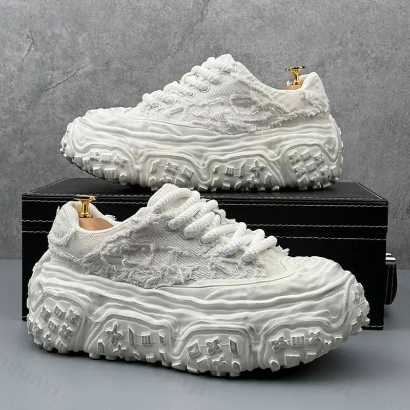 Men Sneakers Casual Shoes Blue Canvas Lace-Up Mens Shoes Fashion Vulcanize Shoes High-quality Walking Sneakers Zapatillas Hombre - Sun Studio