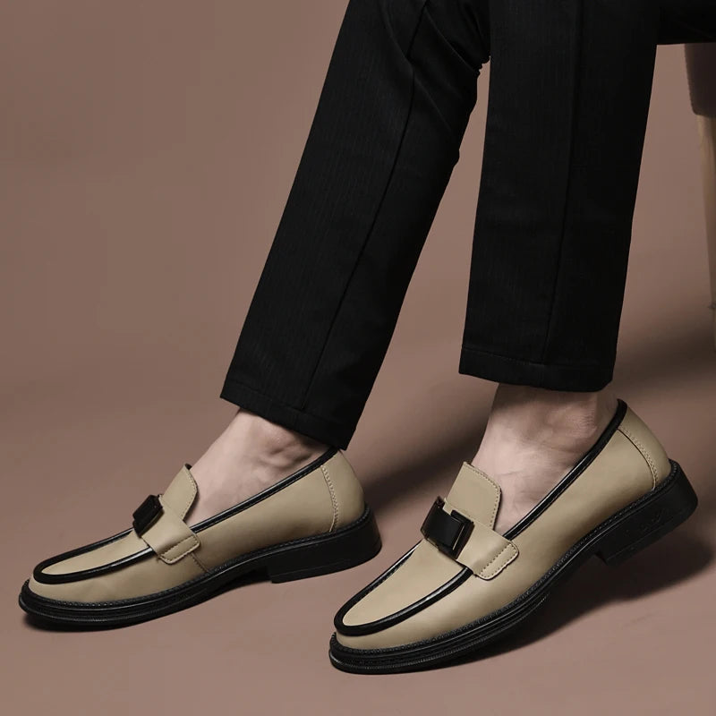 Men Genuine Leather Business Shoes Casual Flats Men Party Driving Loafers Shoes Breathable Moccasins Men's Casual High-end Shoes - Sun Studio