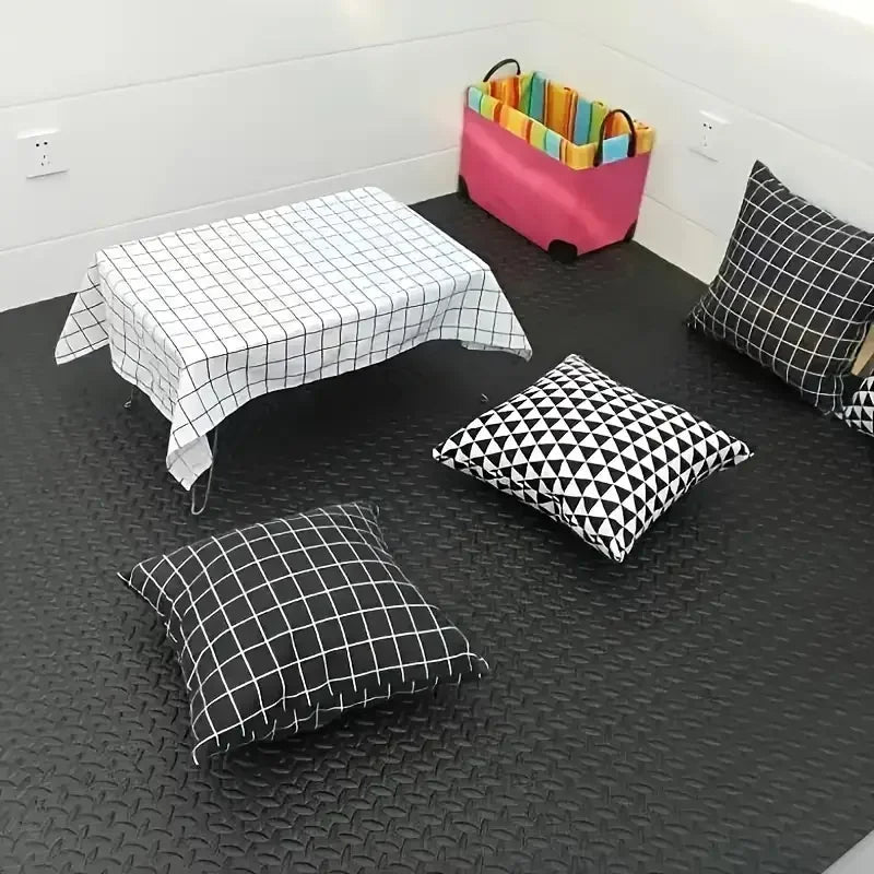 Foam Gym Mat 12 Pieces - Interlocking Puzzle Mat for Home Gym Heavy Duty Gym Floor Mat, Black - Sun Studio
