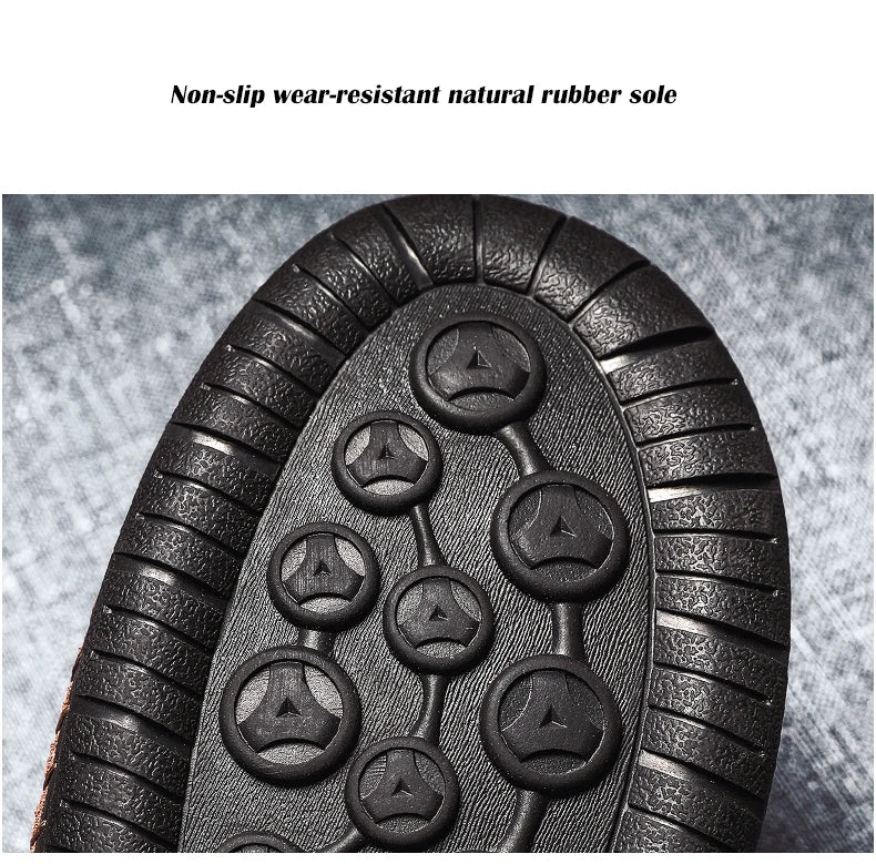 Handmade Leather Casual Men Shoes Ankle Boots Men Loafers Comfort Walking Shoes Men Flats Hot Sale Moccasins Shoes Plus Size - Sun Studio